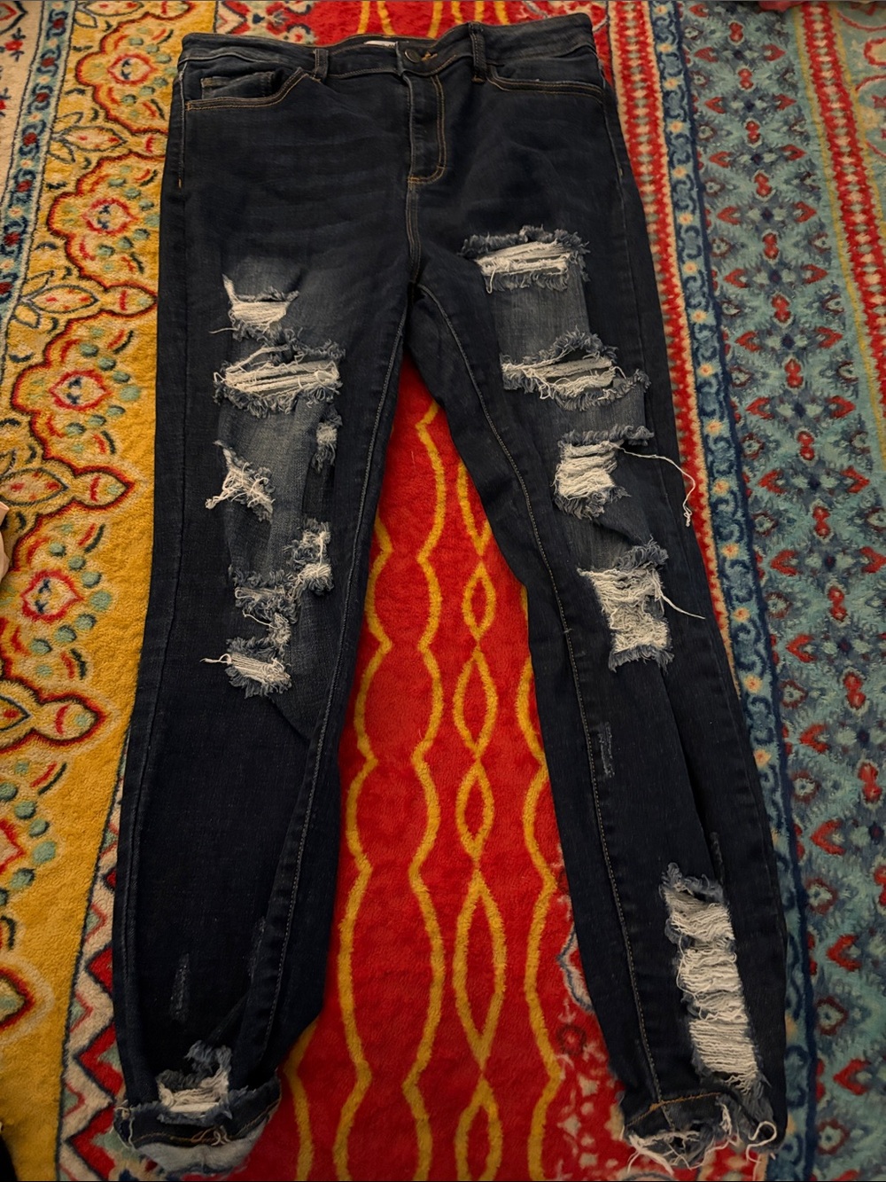 Cello Dark Indigo Ripped Skinny Jeans